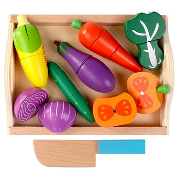 兒童磁性切水果蔬菜玩具 木製切切樂套裝 3歲以上兒童適用  顏色隨機  1組