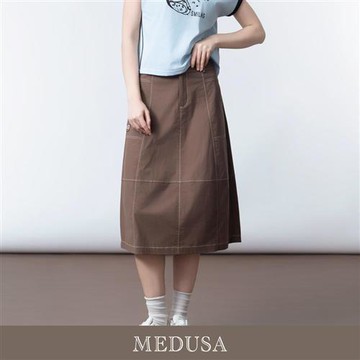 現貨【MEDUSA 曼度莎】休閒車線A字短裙（M-XL）｜女短裙 女休閒裙 高彈性