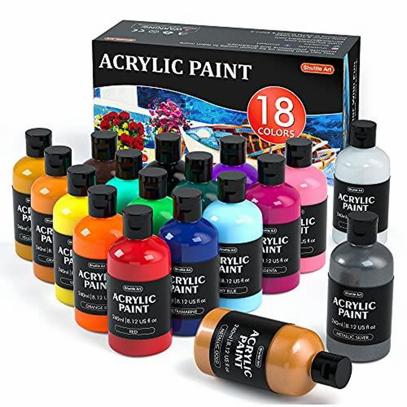 Shuttle Art アクリル絵の具 18色 240ml 大容量 絵の具セット 