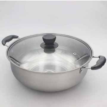不銹鋼火鍋加厚湯鍋防燙雙耳帶蓋 恒斯特湯鍋通用火鍋現貨批發