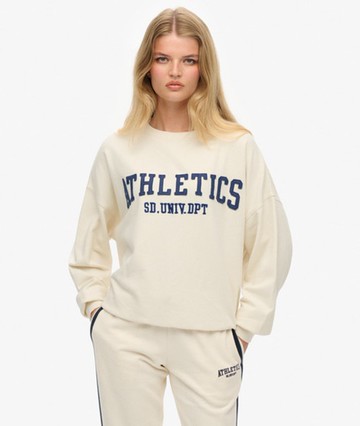 Superdry Women's Athletic Essentials Applique Crew Sweatshirt White Size: 6