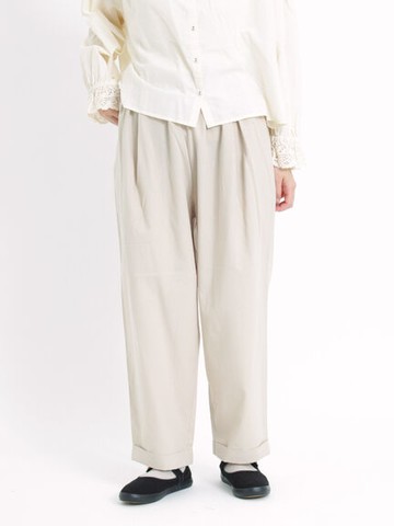 腰際鬆緊純棉反摺褲管剪裁長褲(FB34L0F0180) - Samansa Mos2