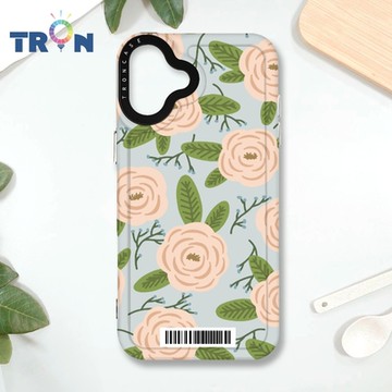 TRON IPHONE 16 PLUS 平塗手繪花朵D款 防摔 MAGSAFE 磁吸 太空載具殼 透黑 手機殼