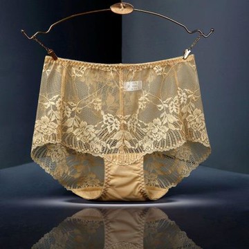 外貿高腰女士內褲蕾絲性感網紗無痕大碼全棉襠柔軟透氣平角褲夏薄