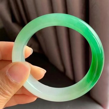 珠寶旗艦店冰糯種飄花翡翠手鐲圓條正圈翡翠玉手鐲女款油青貴妃鐲