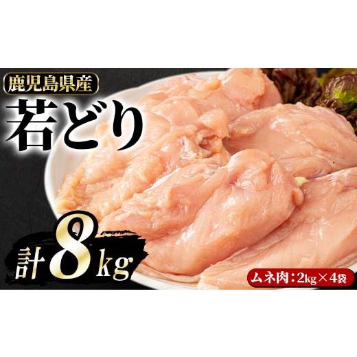 ふるさと納税 鹿児島県 長島町 鹿児島県産 若鶏ムネ肉(計8kg・2kg×4袋)matu-958
