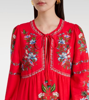 Farm Rio Floral linen-blend midi dress