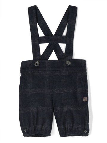 Tartine Et Chocolat - crossover-straps check-print dungarees - kids - Wool/Polyester/Spandex/Elastane/Cotton - 18 mths - Blue