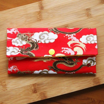 龍鳳呈祥收納袋 - 大器紅  存摺袋 手做紅包袋 婚禮 布紅包袋 橫式紅包袋 可愛收納袋 衛生棉收納袋