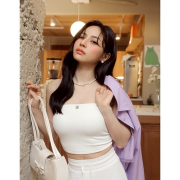 AIR SPACE LADY 品牌LOGO羅紋平口背心(黑/白/杏/灰) 女裝 現貨