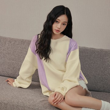 OB嚴選 撞色針織拼接內刷毛大學TEE 《AB19882》