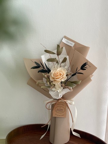 【我的女孩-裸色】永生玫瑰留言花束 情人節母親節七夕畢業祭奶茶