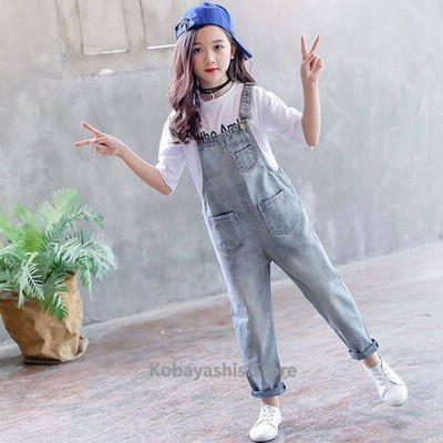 オーバーオールロンパースキッズ女の子下着サスペンダーパンツボトムスデニムお出かけ普段着遠足ファッションオシャレ110 160cm 通販 Lineポイント最大get Lineショッピング