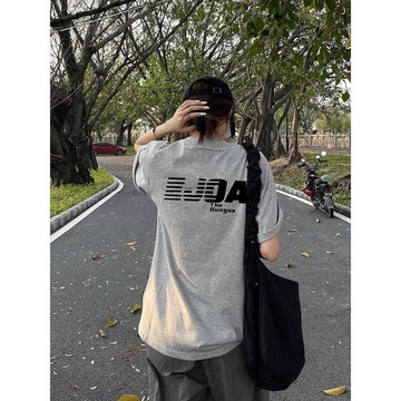 已售9642件💖赤道少女  灰色短袖T恤 短袖上衣 oversize 潮牌衣服 設計感上衣 寬鬆上衣  夏天衣服