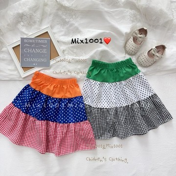 🌈✨mix1001 層次造型拼布設計裙✨兒童棉麻拼布設計裙 5-17