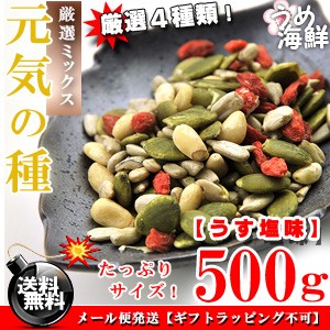 元気のタネ4種ミックス♪うす塩味 500g 送料無料 ひまわり かぼちゃ クコの実 松の実