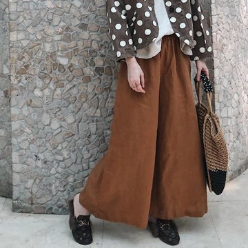 2025秋冬新女 日系韓版大碼復古文藝棉麻亞麻寬松顯瘦闊腿褲長褲