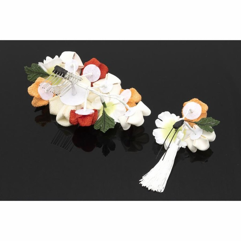 再販受付つまみ細工 帯留め帯飾り白色金