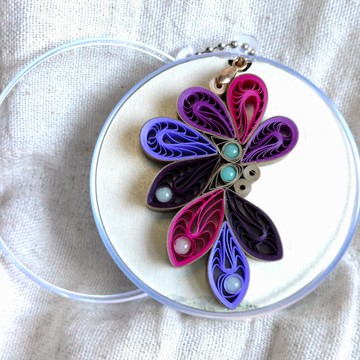 長版多色八瓣捲紙珠飾典雅風項鍊