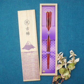 Koki 慶典筷子套裝，Kezuri 筷子，紅色腮紅，中號，21.5 厘米