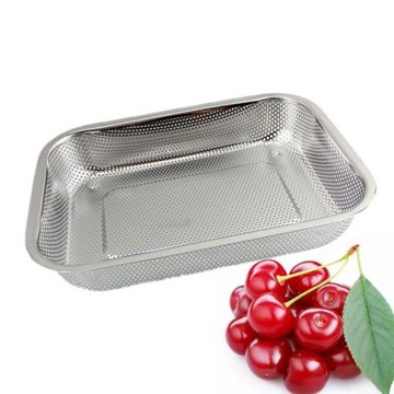 304不銹鋼方形漏盆 洗菜籃油炸過濾篩 蔬菜水果控水籃 筷子瀝水籃