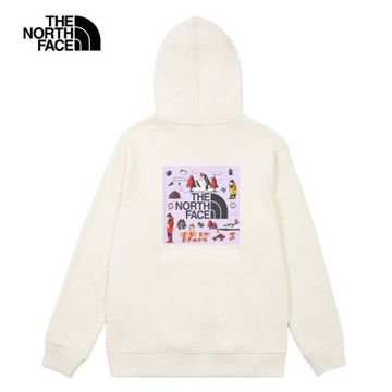 The North Face 官方旗艦 uncle belly北面男女款米白色趣味印花長袖帽T｜8JRSQLI