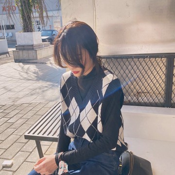 黑色針織背心女夏薄款馬甲疊穿上衣春秋v領無袖坎肩毛衣短款馬夾