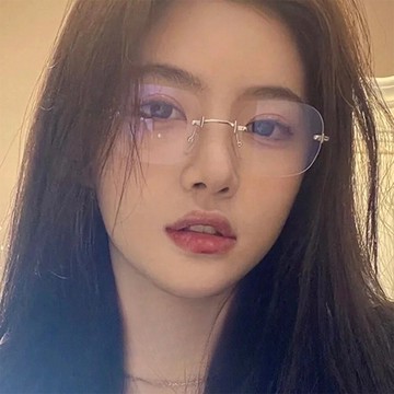 眼鏡 無框眼鏡 純鈦鏡框 眼鏡架 眼鏡框 無邊框眼鏡 女生眼鏡 方框眼鏡 素顏眼鏡 眼鏡女 042