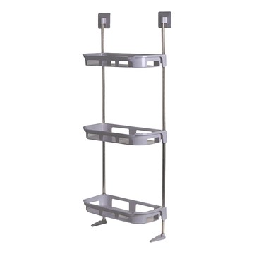 居家達人 簡約系多功能雙層置物架 ABS+不鏽鋼+PVC  灰色  1個