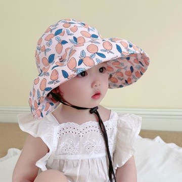 嬰幼兒空頂帽遮陽防曬夏季男女寶寶大檐兒童防紫外線薄款出游雙面