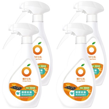Orange House 橘子工坊 天然廚房爐具專用清潔劑 兩用噴槍頭  480ml  4瓶