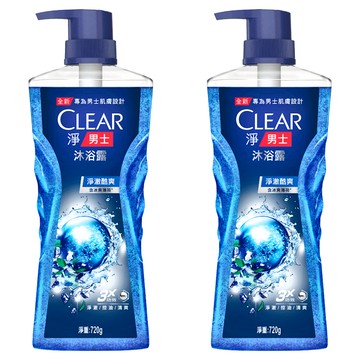 CLEAR 淨 男士 沐浴露 淨澈酷爽 含冰爽薄荷  720g  2瓶