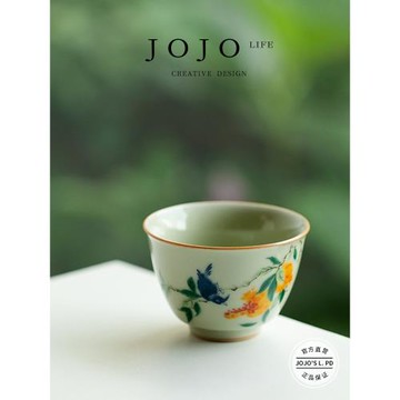 JOJO'S L. PD.milk.山鼎秘黃花鳥主人杯汝窯開片陶瓷茶杯 | 送奶