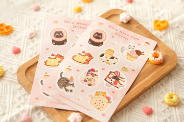 貓咪甜品cafe手帳文具貼紙