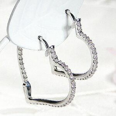 K18 WG YG 0.50ct ハート ダイヤモンド フープ ピアス人気