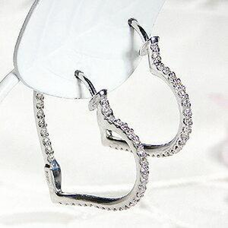 K18 WG YG 0.50ct ハート ダイヤモンド フープ ピアス人気