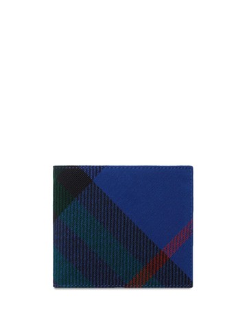 Burberry - checked bi-fold wallet - men - Cotton/Lambskin/Polyester/Cotton/Polyurethane - One Size - Blue