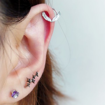 飛翔雙翼翼小耳圈 耳骨耳環 軟骨耳環