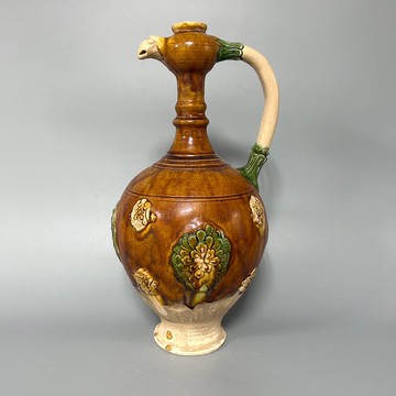 唐三彩貼花鳳首瓶