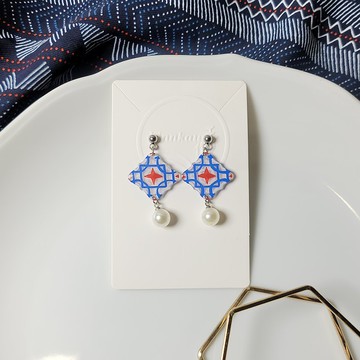 花磚物語 青霄白日 花磚 手繪熱縮片 耳環