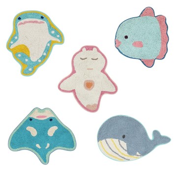 【日本 Tomo Corporation 】 海底動物 海天使/鯨鯊/翻車魚/鬼蝠魟/鯨魚 地墊 腳踏墊 動物地墊