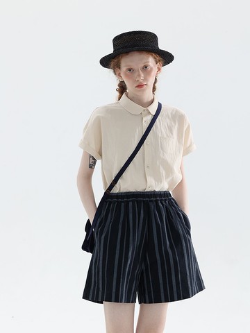 色織全棉條紋短褲