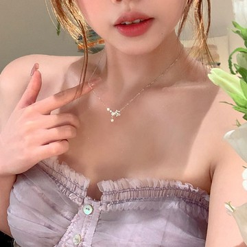 春季上新🌸桃園出貨🌸韓系超閃滿鋯繁星項鍊女輕奢小衆高級感鎖骨鏈配飾氣質頸鍊毛衣鏈