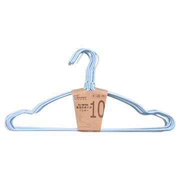 Shoenwei 順崴 圓弧凹肩浸塑衣架 10支 PE塑膠+高錳鋼金屬 尺寸43.5x20.5cm  藍色  2組