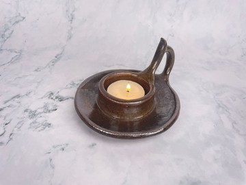 柴燒手持燭台-玄緇