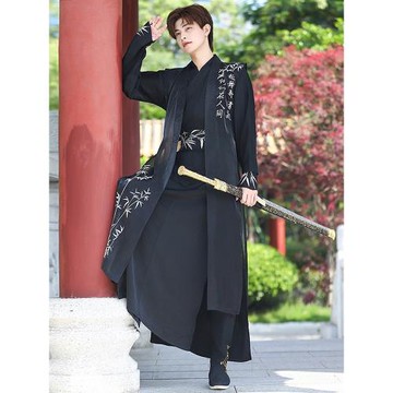 原創新款古裝漢服男古風飄逸帥氣公子俠客刺繡套裝武俠劍客演出服