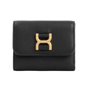 Chloe 蔻依 Marcie Logo 皮革 三折 皮夾 零錢包 卡夾 短夾 黑色