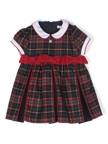 Patachou - tartan-pattern pleated cotton dress - kids - Polyester/Elastane/Cotton/Viscose - 4 - Blue