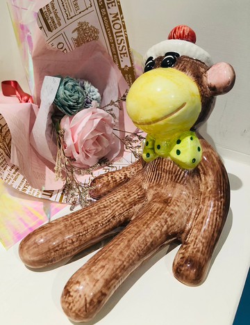 台灣製造 手工繪製 猴子玩偶造型存錢筒 手繪