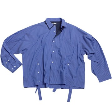 【MELSIGN】DUAL ROLE STRIPE SHIRT 條紋 長袖襯衫 (深藍色)
